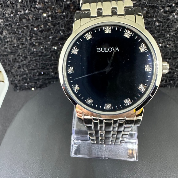 NWT Mens Bulova Silver with Diamonds Watch - Picture 2 of 6